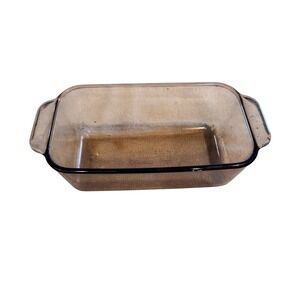 Vintage Pyrex Fireside Amber Glass Loaf Pan 213-R 1.5 Qt Brown Bakeware 10 Inch